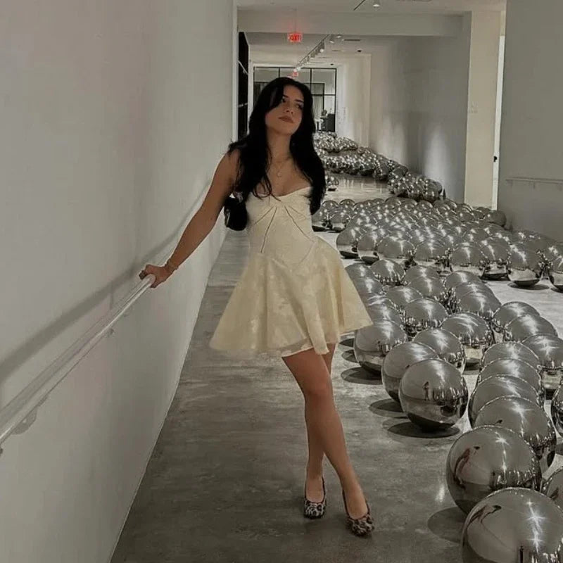 2025 Summer Dresses for Women Fashion Casual  A Line Dress Lace Up Elegant Graduation Birthday Dress