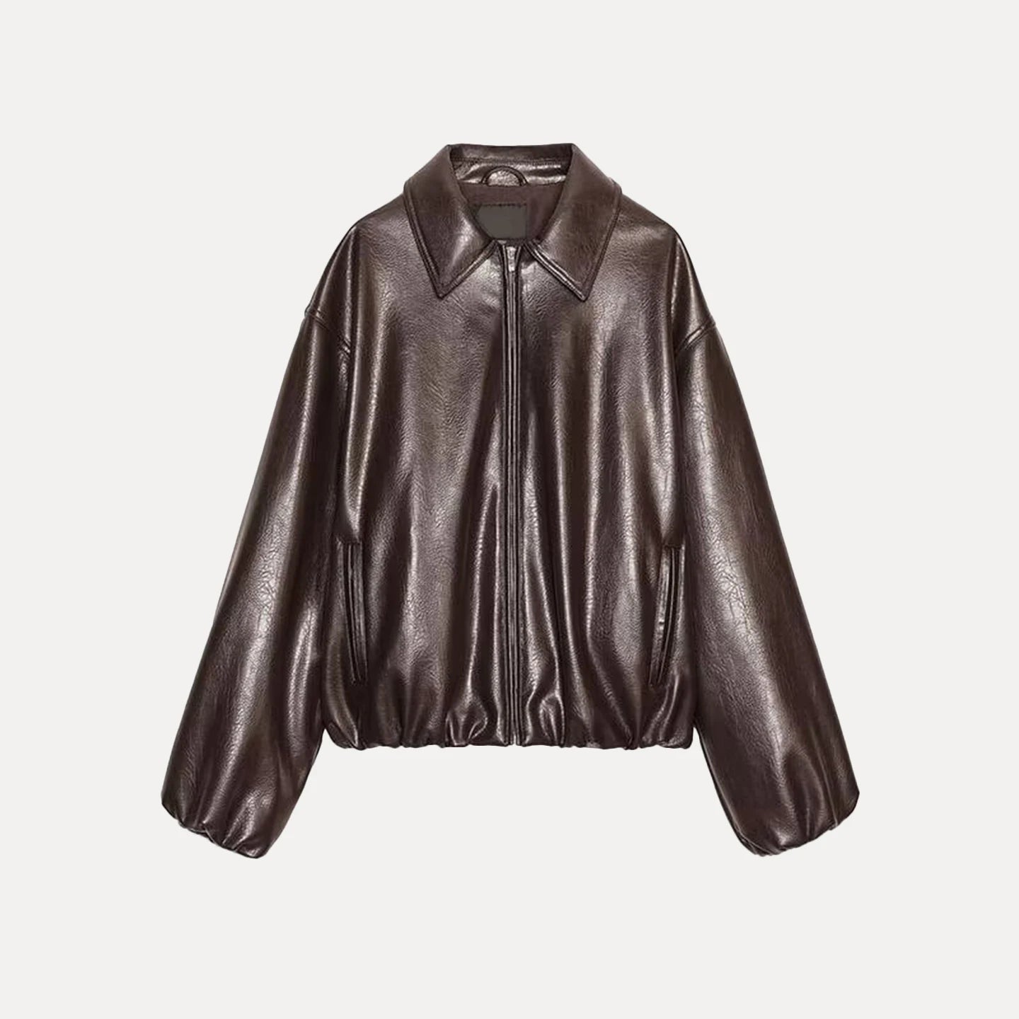 Ele Leatherette Pilot Jaet Women's Faion Autumn 2025 Z Stand Fit ort Outerwear European Sle Ladies Coat