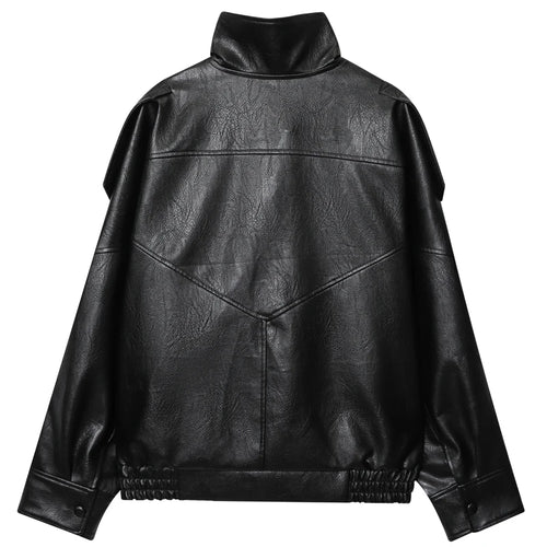 Black Faux Leather Jacket Women's Jackets New In Coats & Jackets Asymmetric Moto Biker Zipper Jacket Long Sleeve Outerwears
