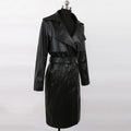 Mauroicardi Spring Long Matte Black Crocodile Print Pu Leather Trench Coat for Women with Belt Loose Casual Korean Fashion 2024