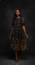 Embroidered Net Yarn Noble Lady Wide Lady Floral Dress Women