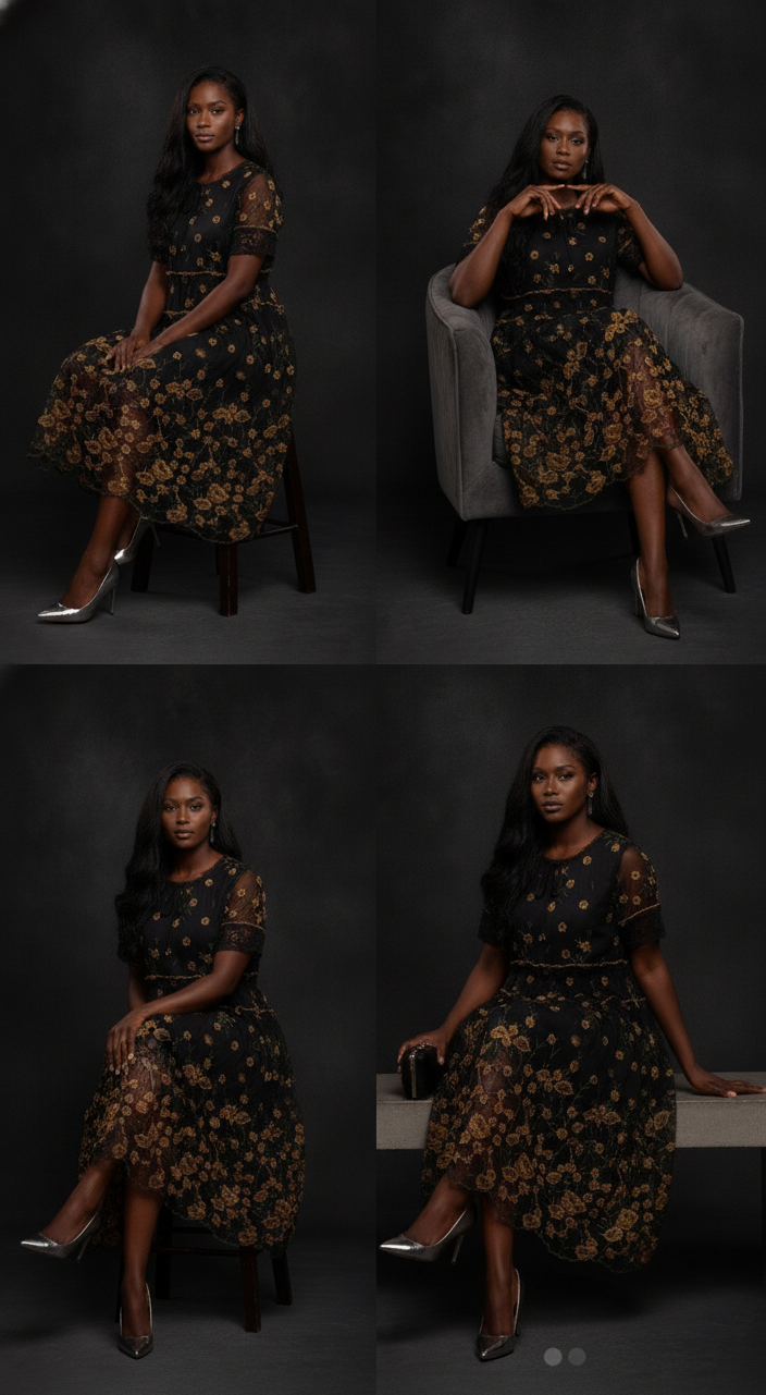 Embroidered Net Yarn Noble Lady Wide Lady Floral Dress Women