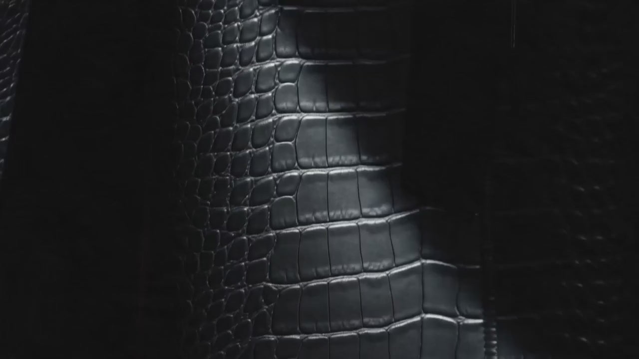 Mauroicardi Spring Long Matte Black Crocodile Print Pu Leather Trench Coat for Women with Belt Loose Casual Korean Fashion 2024